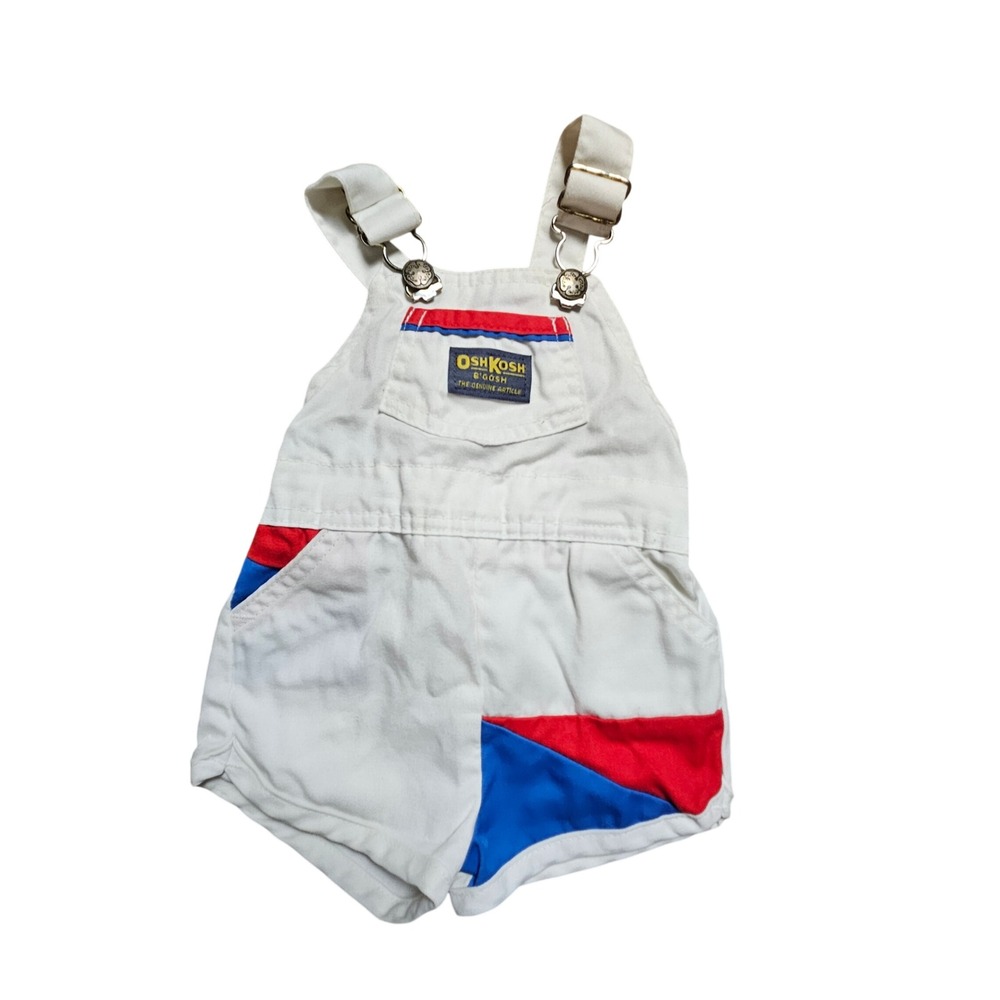 Vintage OshKosh B'gosh Colorblock Shortall Overalls 6-9 Months Retro Y2K 90s